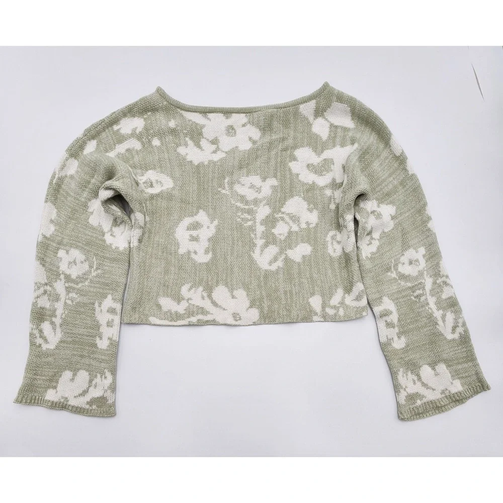 WILLOW ROOT‎ WOMENS KNIT CROPPED SWEAT XS FLORAL CROPPED